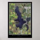 West-Okoboji Lake Iowa Satellite Poster Map (Voorkant)