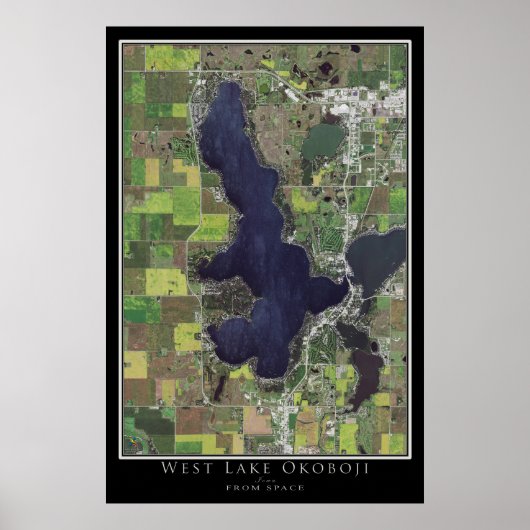 West-Okoboji Lake Iowa Satellite Poster Map (Voorkant)