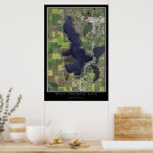 West Okoboji Lake Iowa van de satellietkaart voor  Poster (Keuken)