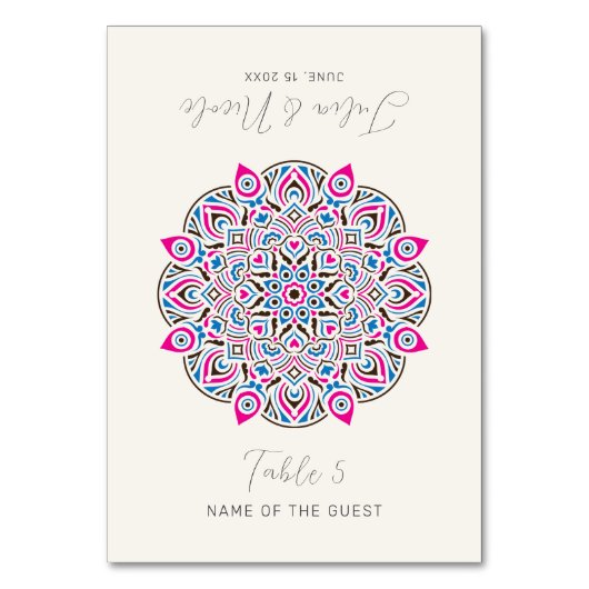 West Pacific Classic Mandala Wedding Place Card Kaart (Voorkant)