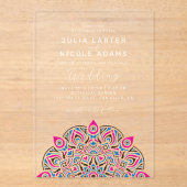 West Pacific Variant Ovaal Classic Mandala Huwelij Acryl Uitnodigingen (Voorkant)