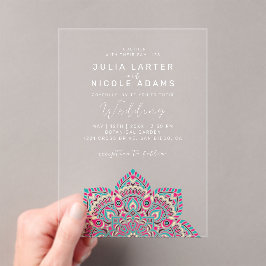 West Pacific Variant Ovaal Classic Mandala Huwelij Acryl Uitnodigingen