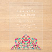 West Pacific Variant Ovaal Classic Mandala Huwelij Acryl Uitnodigingen (Voorkant)