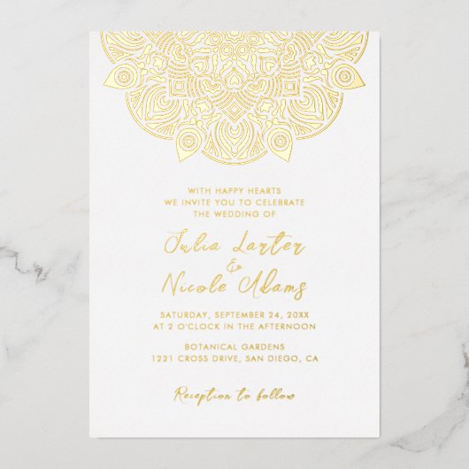 West Pacific Variant Ovaal Classic Mandala Huwelij Folie Uitnodiging (Voorkant)
