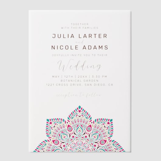 West Pacific Variant Ovaal Classic Mandala Huwelij Vellum Uitnodigingen (Voorkant)