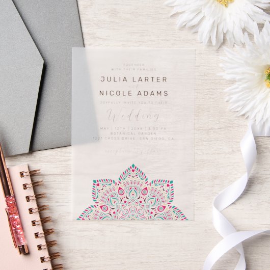 West Pacific Variant Ovaal Classic Mandala Huwelij Vellum Uitnodigingen (Huwelijk)