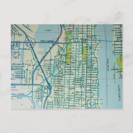WEST PALM BEACH, FL  Map Briefkaart (Voorkant)