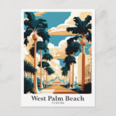 West Palm Beach Florida Art Travel Illustratie Briefkaart (Voorkant)