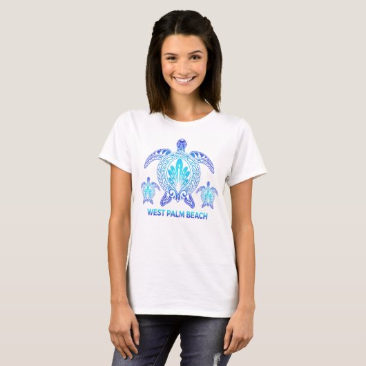 West Palm Beach Florida Blue Zee Turtle Souvenirs T-shirt (Voorkant volledig)