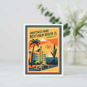 West Palm Beach Florida Retro Reizen Briefkaart (Staand voorkant)