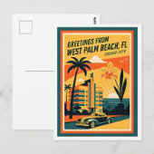 West Palm Beach Florida Retro Reizen Briefkaart (Voorkant / Achterkant)