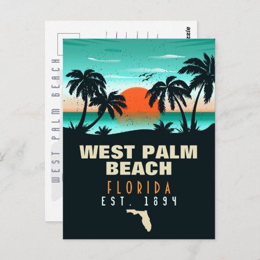 West Palm Beach Florida Retro Sunset Souvenirs Briefkaart (Voorkant / Achterkant)