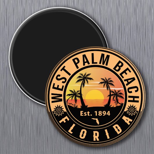 West Palm Beach Florida Retro Sunset Souvenirs Magneet