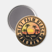 West Palm Beach Florida Retro Sunset Souvenirs Magneet (Voorkant / Achterkant)
