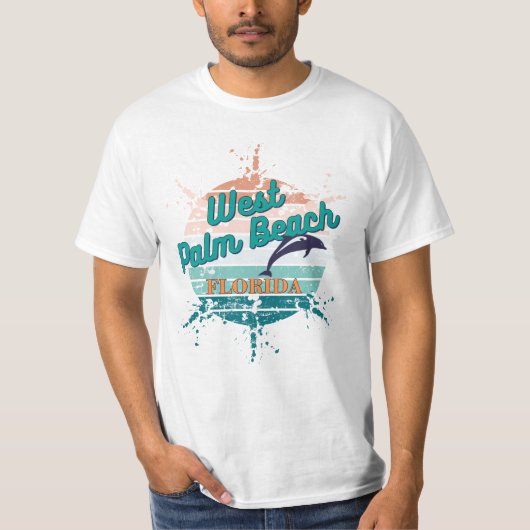 West Palm Beach Florida Retro zonsondergang T-shirt (Voorkant)