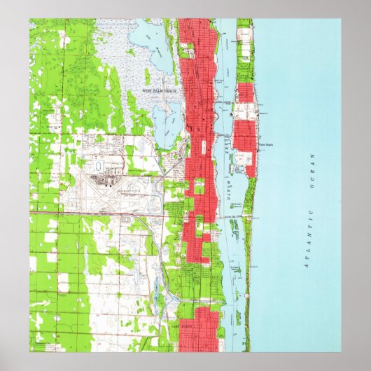  West Palm Beach & Palm Beach FL-kaart (1946) Poster (Voorkant)