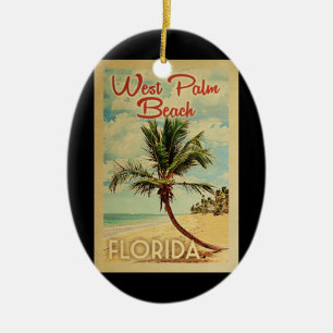 West Palm Beach Palm Tree Vintage Travel Keramisch Ornament