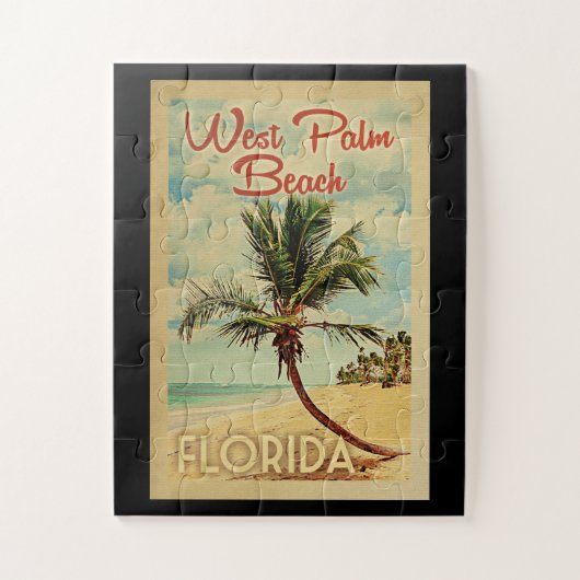 West Palm Beach Palm Tree Vintage Travel Legpuzzel (Verticaal)