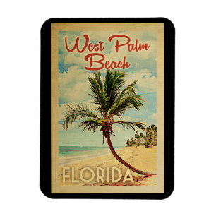 West Palm Beach Palm Tree Vintage Travel Magneet