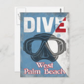 West Palm Beach  Scuba Diving Mask Briefkaart (Voorkant / Achterkant)