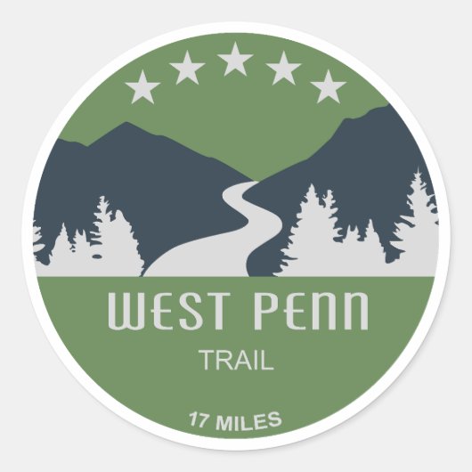 West Penn Trail Pennsylvania Ronde Sticker (Voorkant)