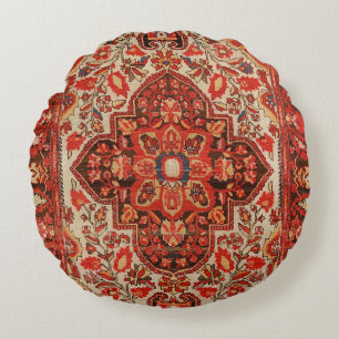 West Persia Sarouk Burnt Red Sinaasappel Rond Kussen