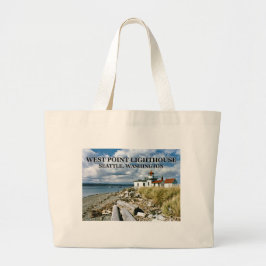 West Point Lighthouse, Seattle Washington Grote Tote Bag