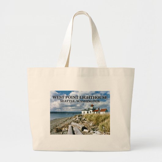 West Point Lighthouse, Seattle Washington Grote Tote Bag (Voorkant)