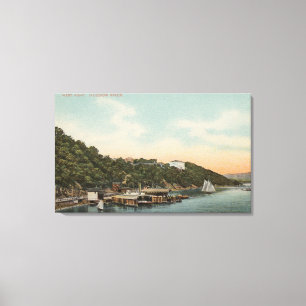West Point, NY - Uitzicht van Harbour op de Hudson Canvas Afdruk