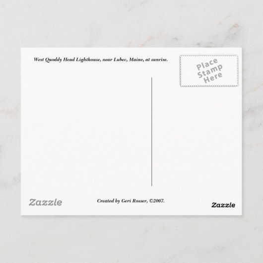 West Quoddy Head Lighthouse Briefkaart (Achterkant)