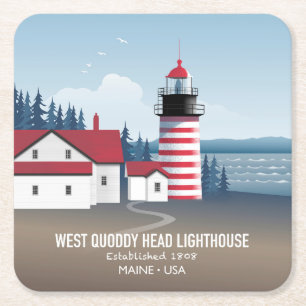 West Quoddy Head Lighthouse Kartonnen Onderzetters