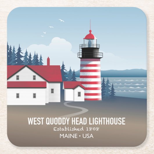 West Quoddy Head Lighthouse Kartonnen Onderzetters (Voorkant)