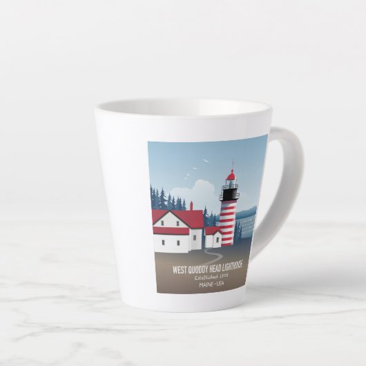 West Quoddy Head Lighthouse Latte Mok (Rechterhoek)