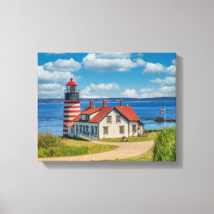 West Quoddy Head Lighthouse, Lubec, Maine Canvas Afdruk