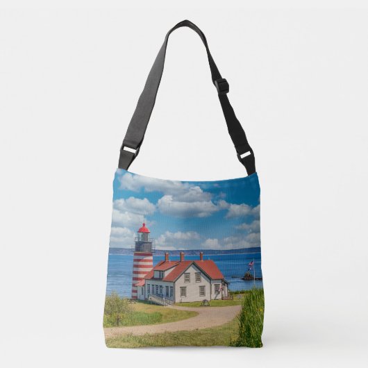 West Quoddy Head Lighthouse, Lubec, Maine Crossbody Tas (Voorkant)