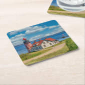 West Quoddy Head Lighthouse, Lubec, Maine Kartonnen Onderzetters (Schuin)