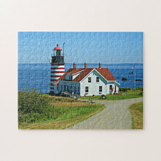 West Quoddy Head Lighthouse, Lubec Maine Legpuzzel (Horizontaal)