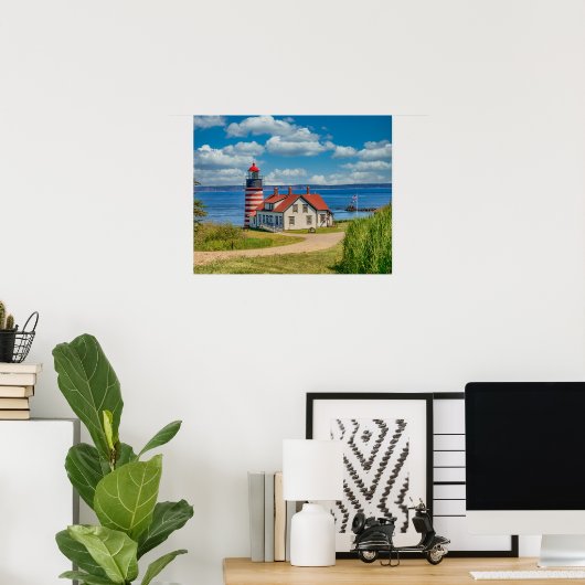 West Quoddy Head Lighthouse, Lubec, Maine Poster (Thuiskantoor)