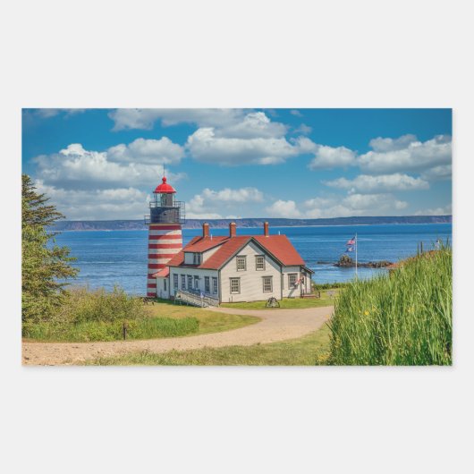 West Quoddy Head Lighthouse, Lubec, Maine Rechthoekige Sticker (Voorkant)