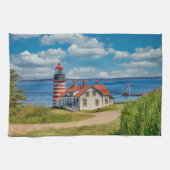 West Quoddy Head Lighthouse, Lubec, Maine Theedoek (Horizontaal)