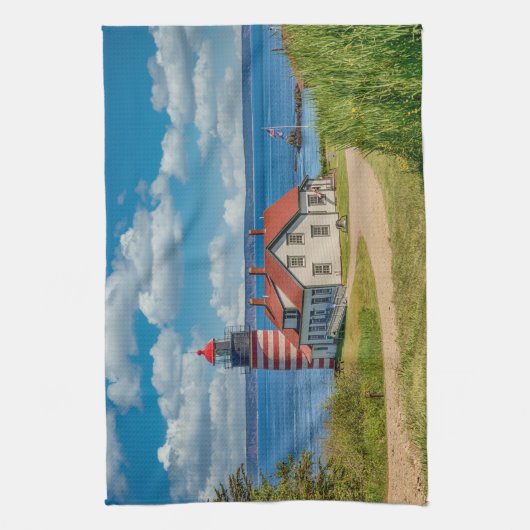 West Quoddy Head Lighthouse, Lubec, Maine Theedoek (Verticaal)