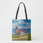 West Quoddy Head Lighthouse, Lubec, Maine Tote Bag (Voorkant)