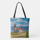 West Quoddy Head Lighthouse, Lubec, Maine Tote Bag (Achterkant)