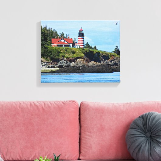 West Quoddy Head Lighthouse, Maine Canvas Afdruk (Insitu (Woonkamer))
