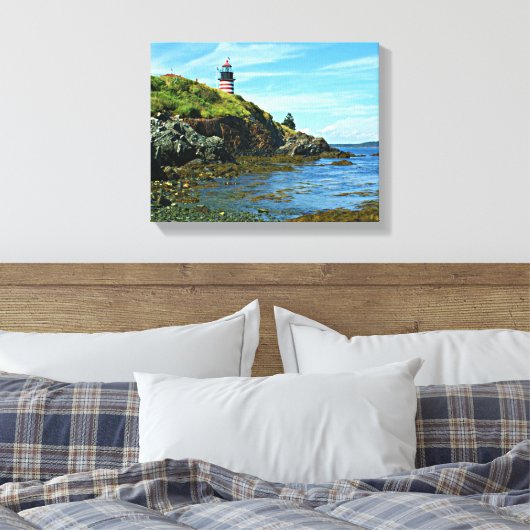 West Quoddy Head Lighthouse, Maine Canvas Afdruk (Insitu (Slaapkamer))