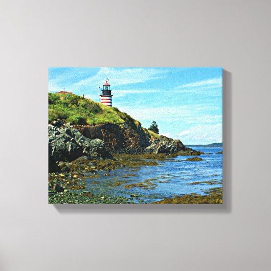 West Quoddy Head Lighthouse, Maine Canvas Afdruk (Voorkant)