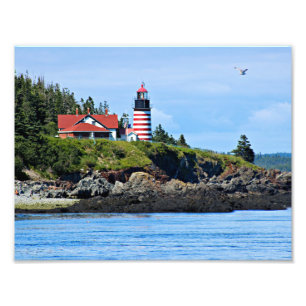 West Quoddy Head Lighthouse, Maine Foto Afdruk