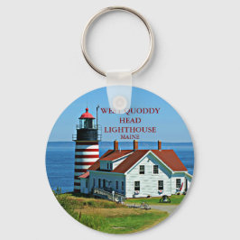West Quoddy Head Lighthouse, Maine Round Sleutelha Sleutelhanger