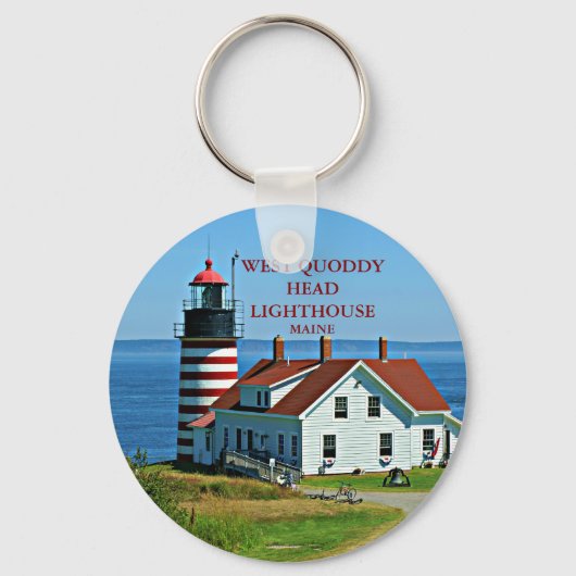 West Quoddy Head Lighthouse, Maine Round Sleutelha Sleutelhanger (Voorkant)