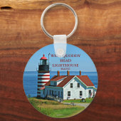 West Quoddy Head Lighthouse, Maine Round Sleutelha Sleutelhanger (Voorkant)